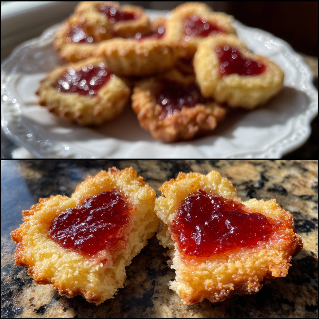 Mürbeteig-Herzen mit Marmelade