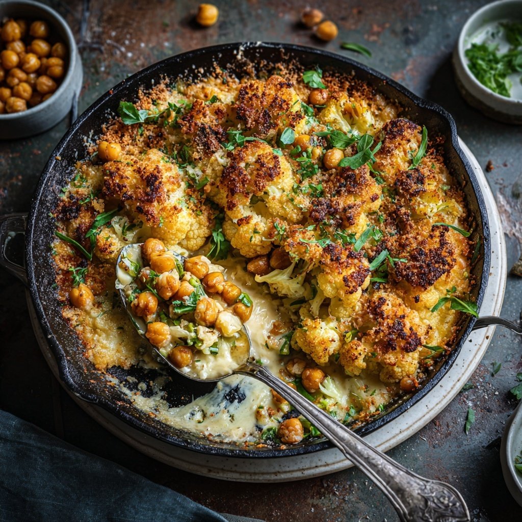 Blumenkohl Pfanne Mit Kichererbsen