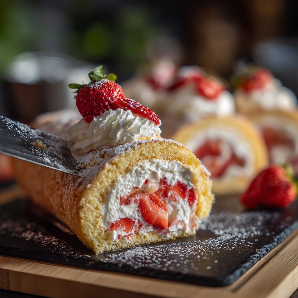 Erdbeer Biskuitrolle