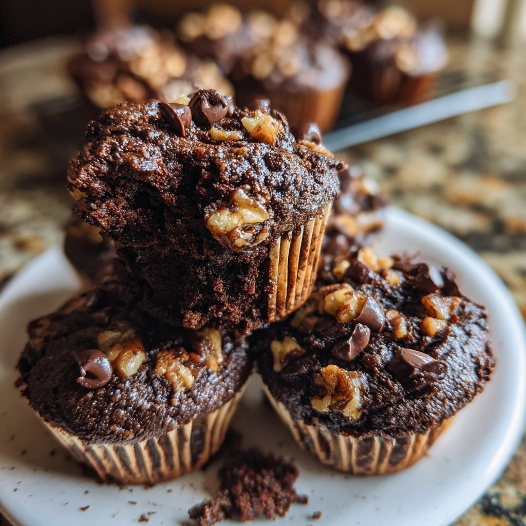 Muffins mit Kakao und Nüssen