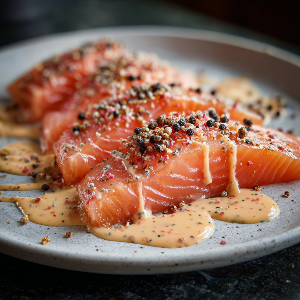 Lachs mit rosa Pfeffersauce