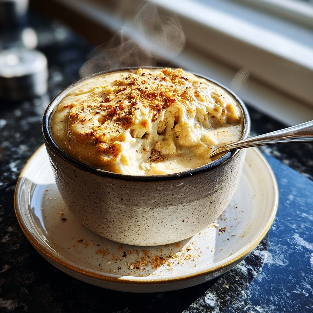 Cremige Blumenkohlsuppe mit Muskat
