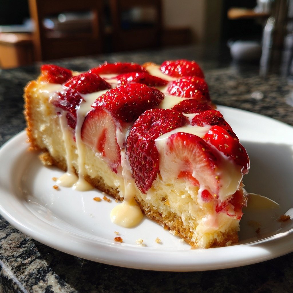 Erdbeer Kuchen Mit Cremigem Topping