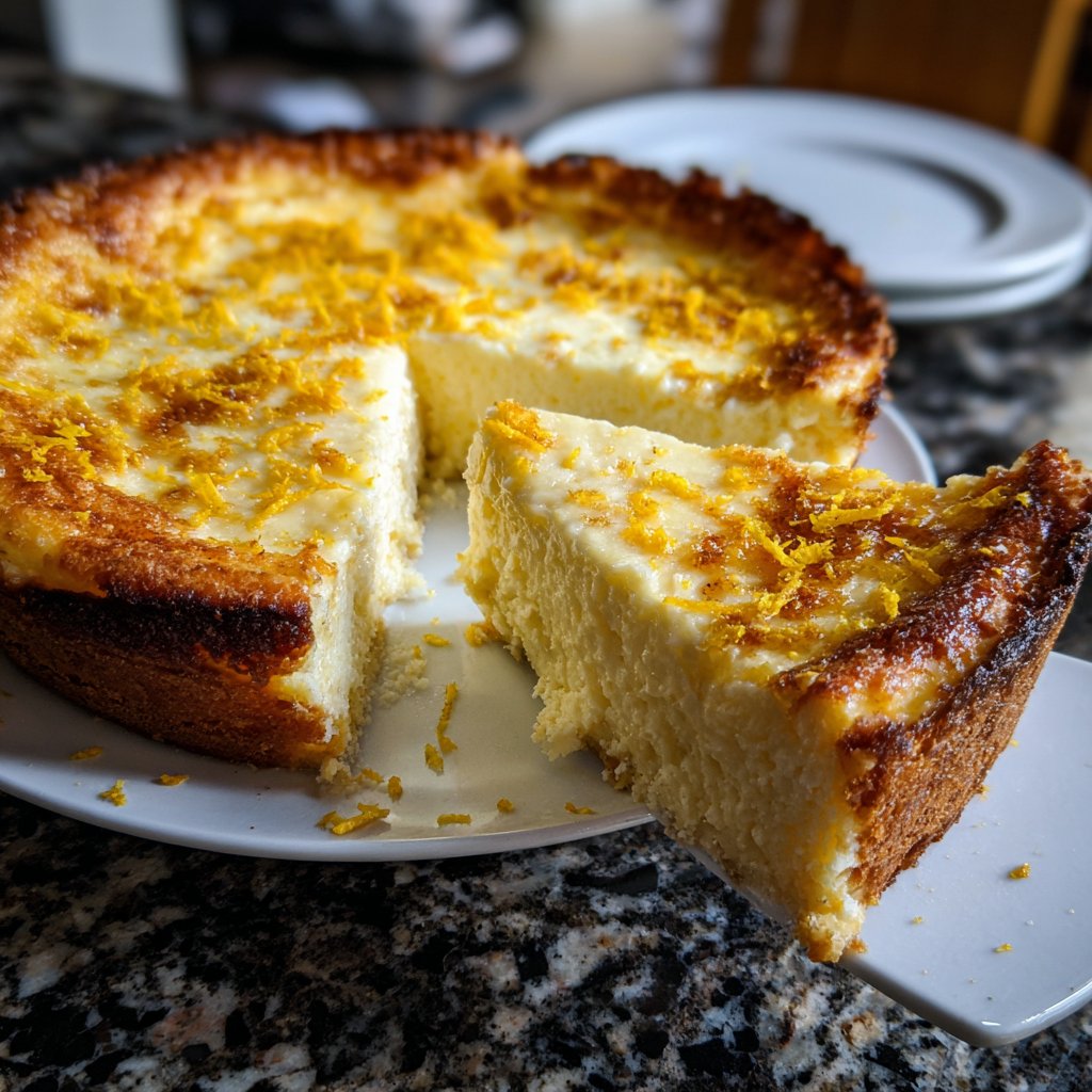 Käsekuchen mit Vanille und Zitronenabrieb