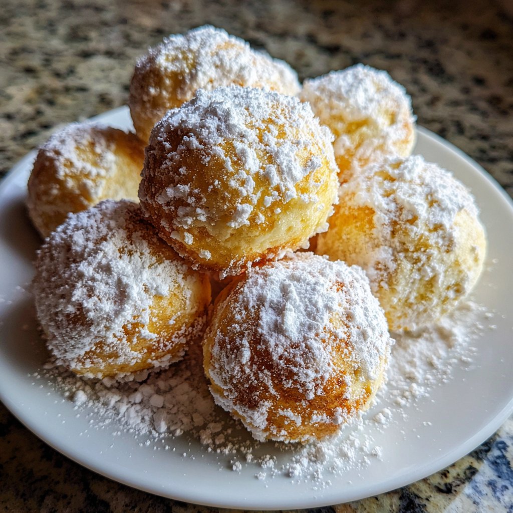 Quarkbällchen mit Vanille und Puderzucker