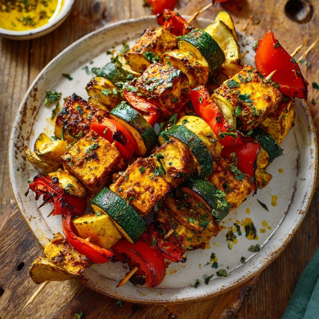 Grillspieße Mit Gemüse Und Tofu