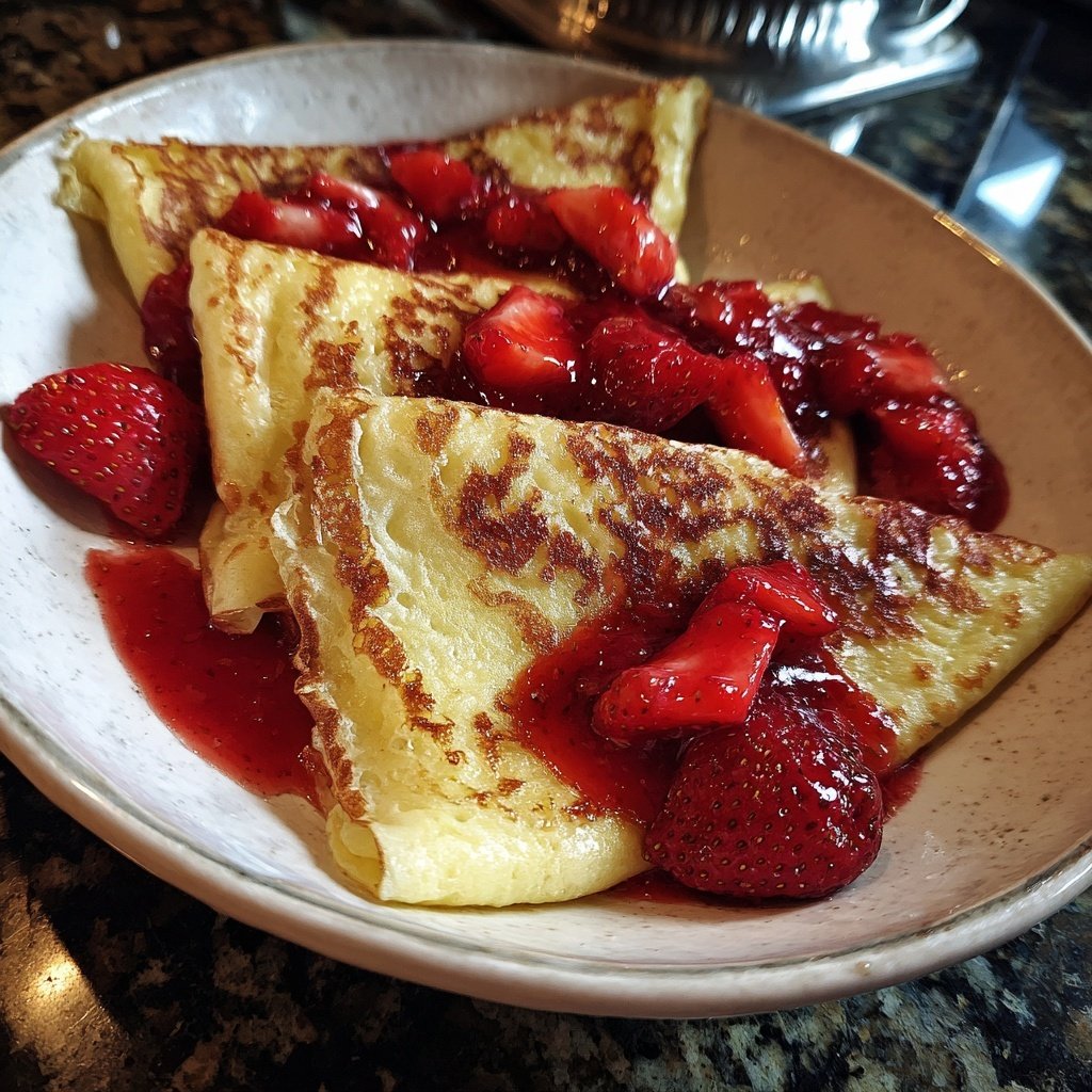 Pfannkuchen mit Erdbeeren